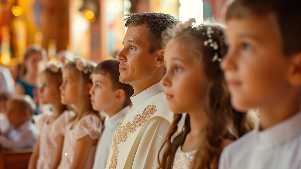 Parents teaching children spiritual values